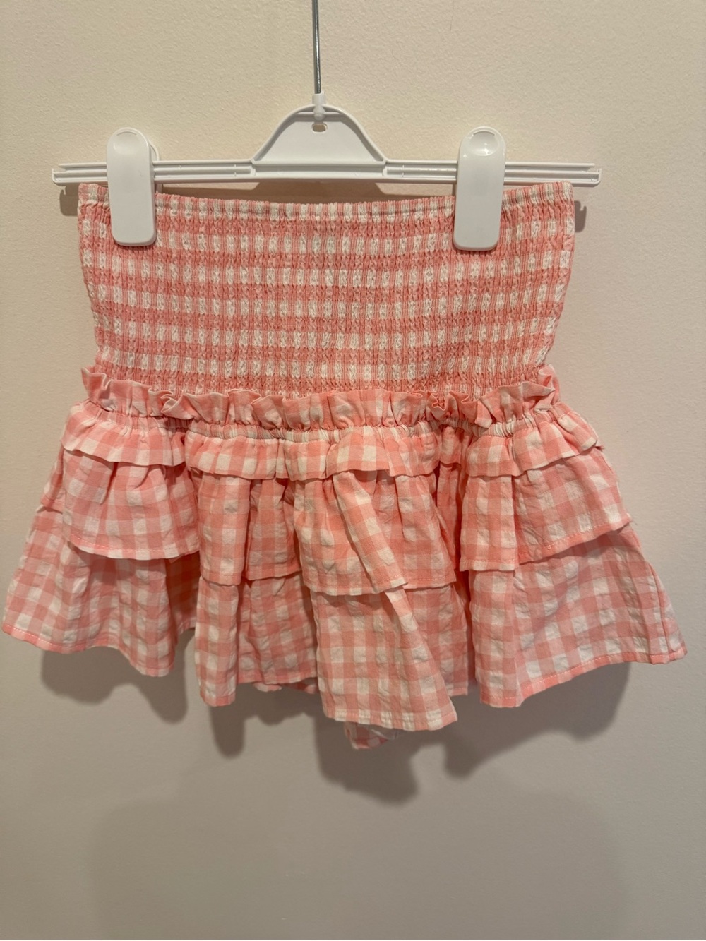Cake for Dinner Pink Gingham Smocked Ruffle Mini Skirt